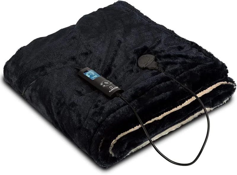 Klarstein Wärmedecke, 120W Heizdecke mit Abschaltautomatik, Kuscheldecke fürs Bett, Sofa & Camping, Groß, Energiesparend & Waschbar, Decke Elektrisch 200x180 cm — Heizung Warmepumpe