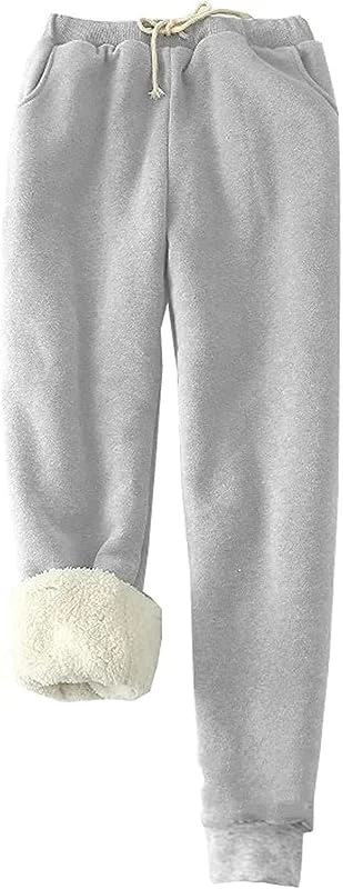 Gefütterte Jogginghose Damen Winter Thermohose Frauen Verdickte Warme Fleecehose Warm Sweathose Mit Taschen Trainingshose Elastischem Bund Kordelzug Freizeit Laufhose Outdoor Wanderhose — Heizkleidung