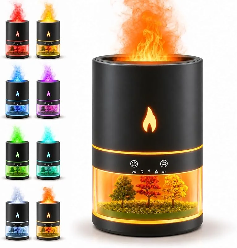Flammen Aroma Diffuser 250ml mit 7 Farben LED Licht & Fernbedienung — Luftbefeuchter