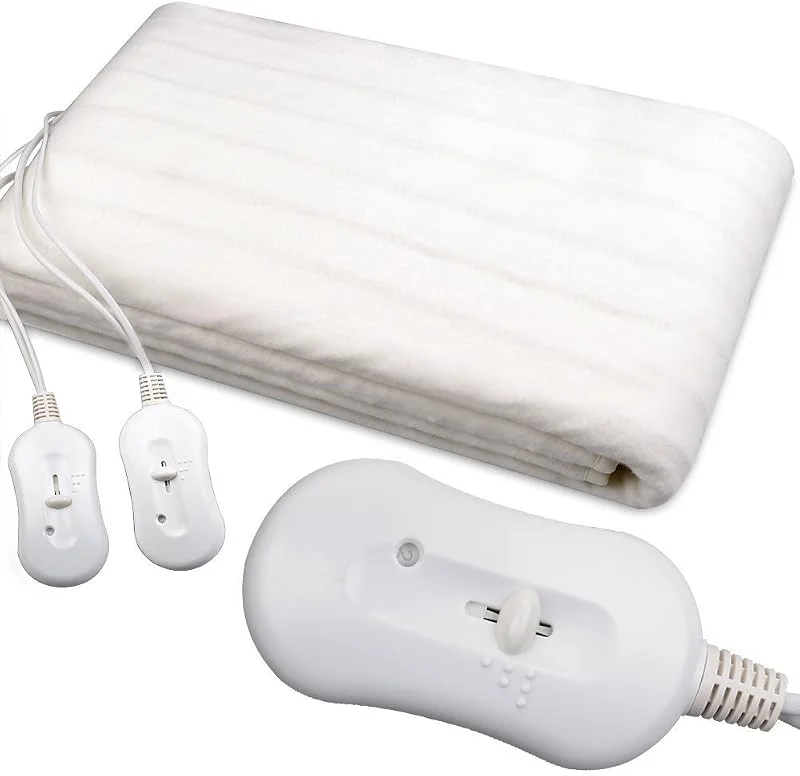 Elektrische Doppel-Heizdecke - 160 x 140 cm - weiches Material: 100% Polyester - 2 Regler mit 3 Temperatureinstellungen - Doppeltes elektrisches Sicherheitssystem - minimaler Energieverbrauch: 60 W — Heizung Warmepumpe