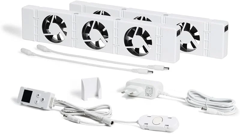 SpeedComfort Heizkörper Ventilator mit Control Sensor - Duo-Set (2X) - Bis zu 22% Energieeinsparung - Heizungsventilator Wärmepumpen-geeignet - Mehrere Geschwindigkeiten - Flüsterleise — Heizung Warmepumpe