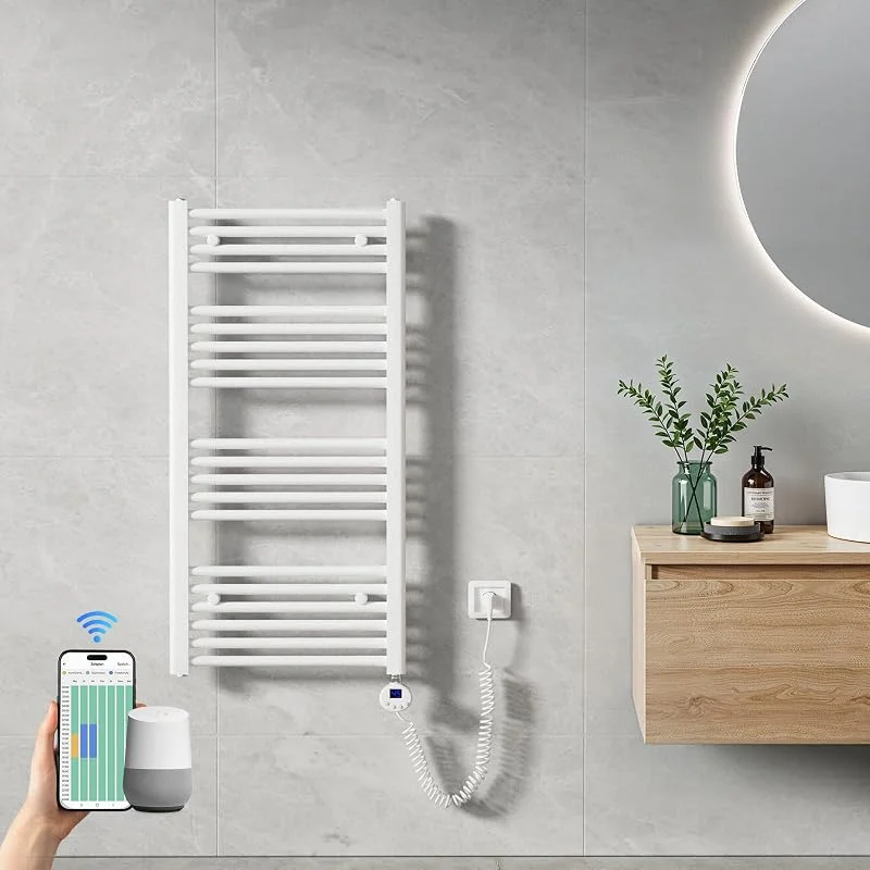 Heilmetz Handtuchheizkörper Elektrisch 1000 x 500 mm, Smart WiFi Thermostat Elektrischer Badheizkörper, steuerbar per Tuya App und Sprachassistenten (Alexa, Google Home), Handtuchwärmer Weiß 500W — Heizung Warmepumpe