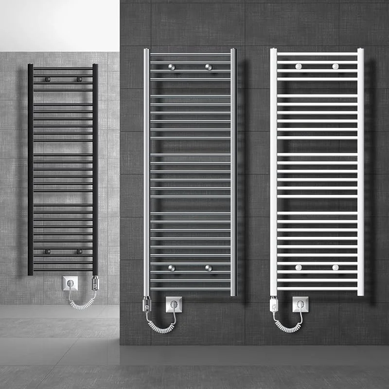 ECD Germany Badheizkörper Elektrisch mit Heizstab 600W ECO - 500 x 800 mm - Weiß - gerade mit Seitenanschluss - Heizkörper Handtuchwärmer Handtuchtrockner — Heizung Warmepumpe