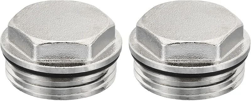 PATIKIL 1" BSP 2Pack Stecker Gewinde Leere Kappe Manuelles Heizkörper Entlüftung Steckventil Vernickelt Messing Stopfen für Heizung Silber — Heizung Warmepumpe