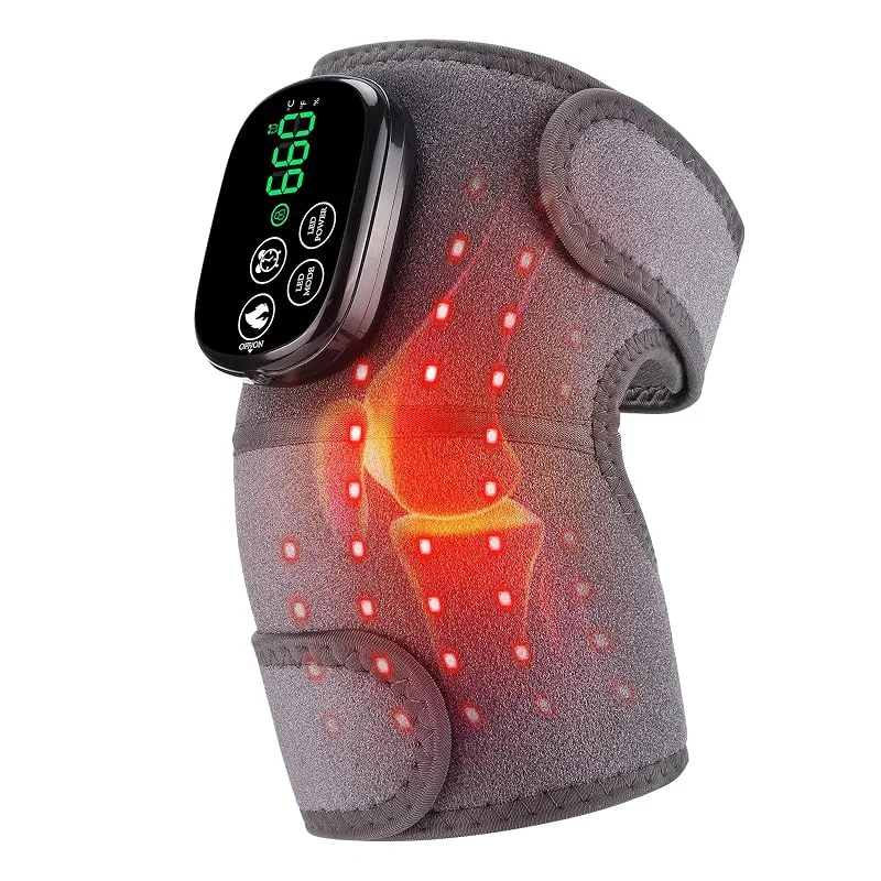 Kabellose Beheizte Kniebandage Mit Rotlicht, 660nm Rotlicht & 850nm Nah-Infrarotlicht Heizkissen Mit Touchscreen-Steuerung, Tragbares Knie-, Schulter- und Ellbogenheizkissen mit 5000mAh Akku — Heizkleidung