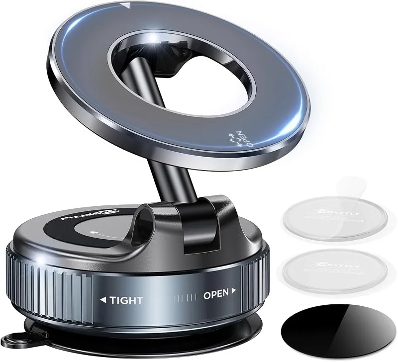 MSXTTLY Militärische Handyhalterung Auto Magnet Für MagSafe Autohalterung Magnetisch [36KG Saugnapf Vakuum 360°Drehbar 24XN55 Magnets] Halterung Auto für iPhone 18 Pro MAX 17-12 Alle Handys Vmag-S1 — Heizkleidung