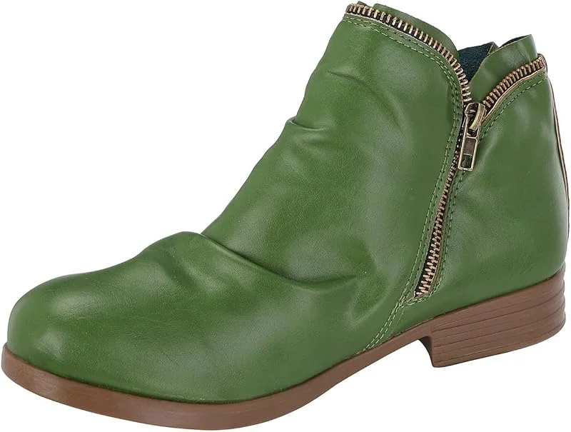 Modische Damen-Stiefel, modisch, kurz, Vintage, Leder, Schuhe, niedriger Absatz, runder Kopf, Cowboy-Stiefel, hohe Stiefel, leicht, Damenschuhe — Heizkleidung