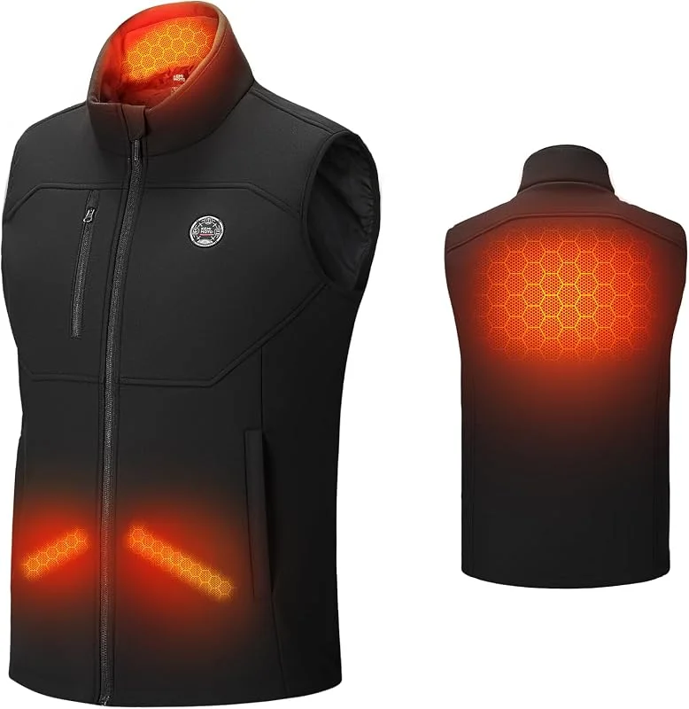 KEMIMOTO Beheizbare Weste Herren Damen, Beheizte Weste mit Handwärmfunktion, 5 Heizzone, Heizweste mit USB -10000mAh Akku für Ski Fahren, Angeln, Motorrad, Outdoor — Heizkleidung