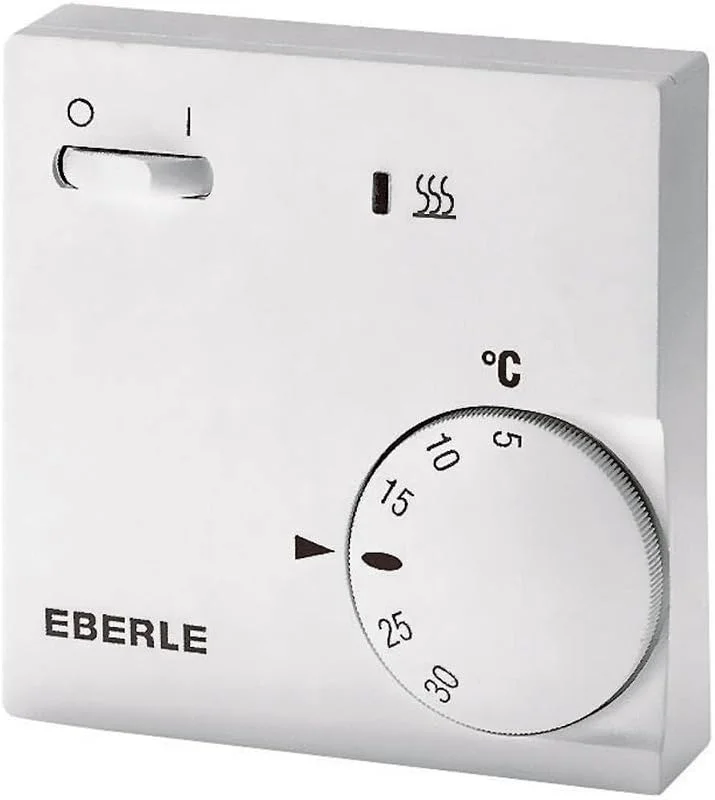 EBERLE 1482049 111110451100 Eberle RTR - E 6202 Raumtemperaturregler mit Netzschalter Ein, Aus und LED Heizen, Reinweiß — Heizung Warmepumpe