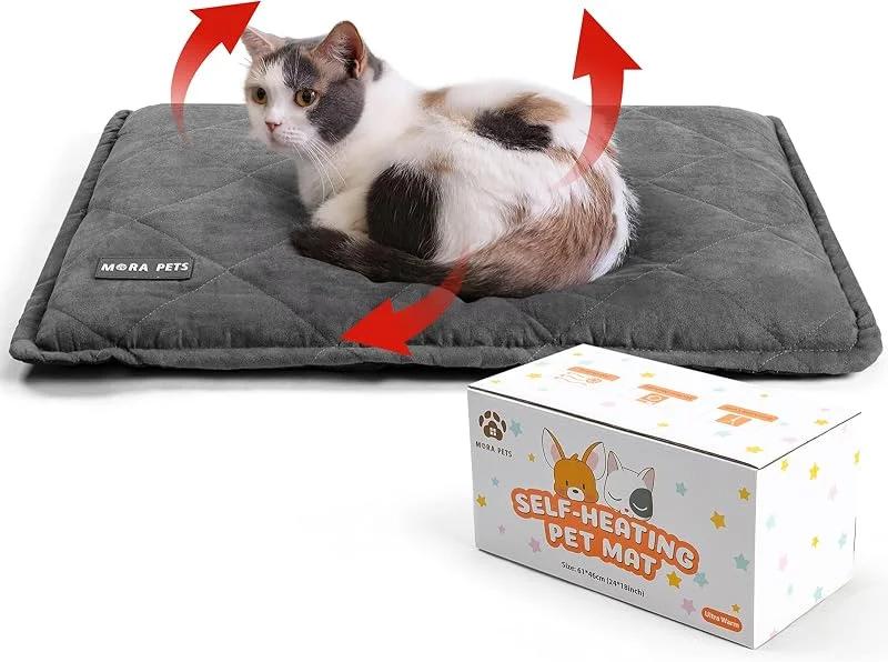 Mora Pets Selbstheizende Decke Katzen, Wärmedecke für Katzen Heizdecke Hunde Ultrawarme, Selbstwärmend Katzendecke Ohne Strom Katzenbett Waschbare Wärmematte Dick und Weiche, Größe: 61 x 46 cm — Heizung Warmepumpe