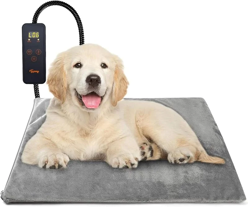 Toozey Katzen & Hund Heizmatte Innen 60 * 45cm, Timing & Temperatur Einstellbar Sicher Elektrisch Haustier Heizdecke, Weicher Wärmedecke für Neugeborene, Klein, Altere Katze und Hund, Grau - M — Heizung Warmepumpe