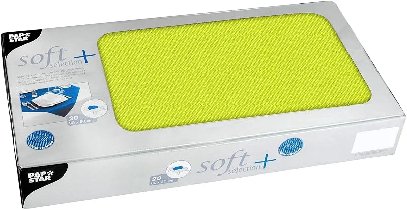 Papstar, 20 Mitteldecken, stoffähnlich, Vlies "soft selection plus" 80 cm x 80 cm limonengrün, #84917, 6.2 x 42 x 22.3 cm — Küche & Haushalt
