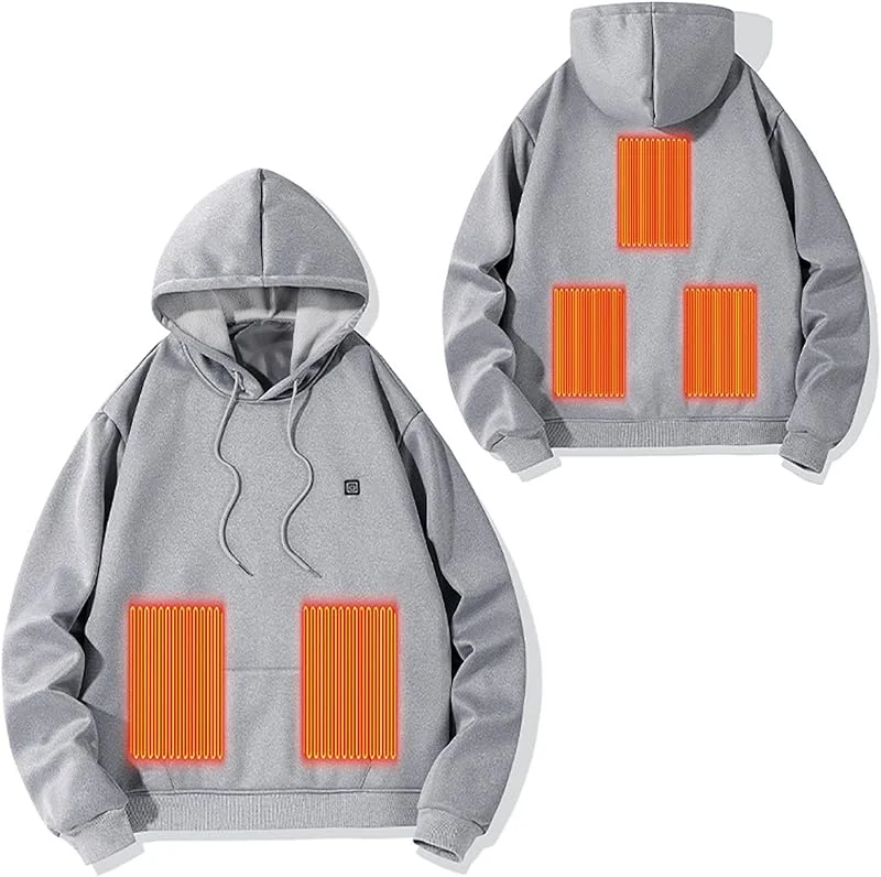 KQIVAM Beheizbare Hoodie Damen Beheizbare Pullover Herren Langarm Baumwolle Beheizte Kapuzenpullover USB Elektrisch Beheizbare Sweatershirt mit Kapuze Erwachsene Bluse Tops Mantel — Heizkleidung