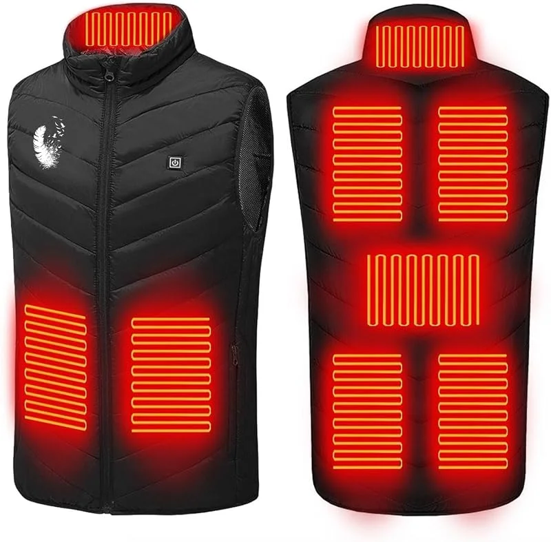 Battnot Beheizbare Weste für Herren, Beheizte Weste mit 8 Heizzonen, USB Elektrische Heizweste für Herbst Winter, Wärmeweste mit Stehkragen, Heheizte Weste Ärmellos Jacke mit Heizung für Outdoor, Jagen — Heizkleidung