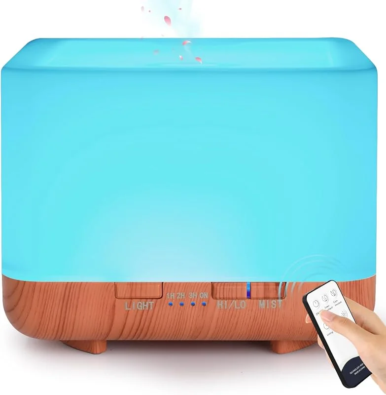 Aroma Diffuser, GeeRic 600ML Luftbefeuchter Ultraschall Aromatherapie Diffusor für Ätherische Öle mit Fernbedienung, Automatische Abschaltung bei Wasserlosem Zustand, und 7 Arten LED Lichtfarben