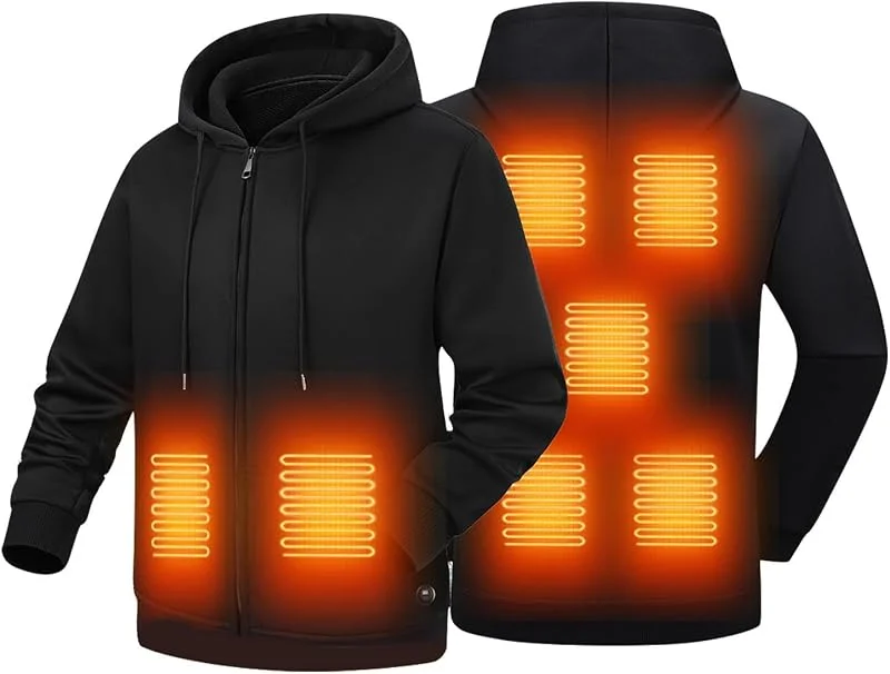 Battnot Beheizbare Hoodie Herren Damen USB Elektrische Pullover Beheizbare Sweatjacke Winter Heizjacke mit 7 Heizzonen Hoody Männer mit Kapuze Elektrische Beheizte Kapuzenpullover Wärm Sweatshirts — Heizkleidung