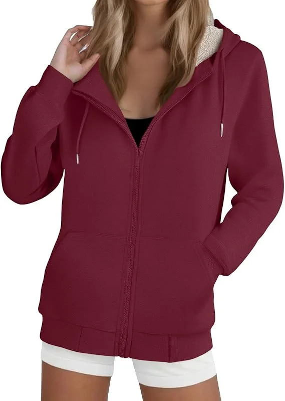 Ansenesna Sweatjacke Damen Mit Kapuze Oversize Winterjacke Damen Warm Gefüttert Jacke Winter Mantel Frauen Innen Mit Fell Wintermantel Thermo Dicke Kapuzenjacke mit Reissverschluss Sportjacke — Heizkleidung