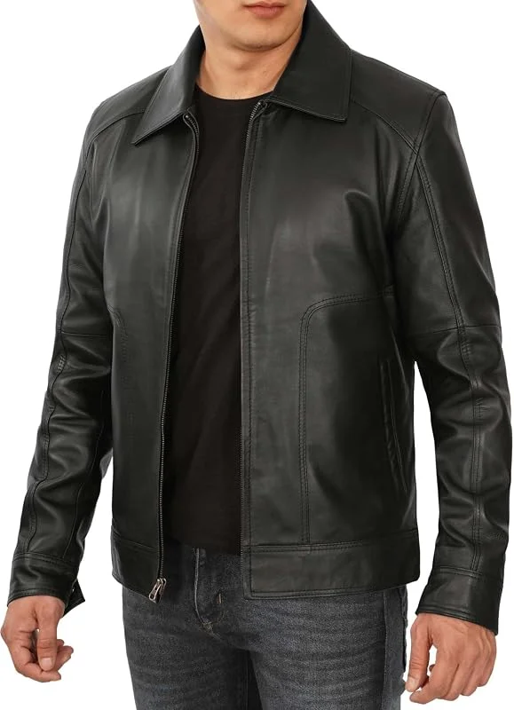 Blingsoul Lederjacke Herren – Cafe Racer Distressed Leder Motorradjacke Herren — Heizkleidung