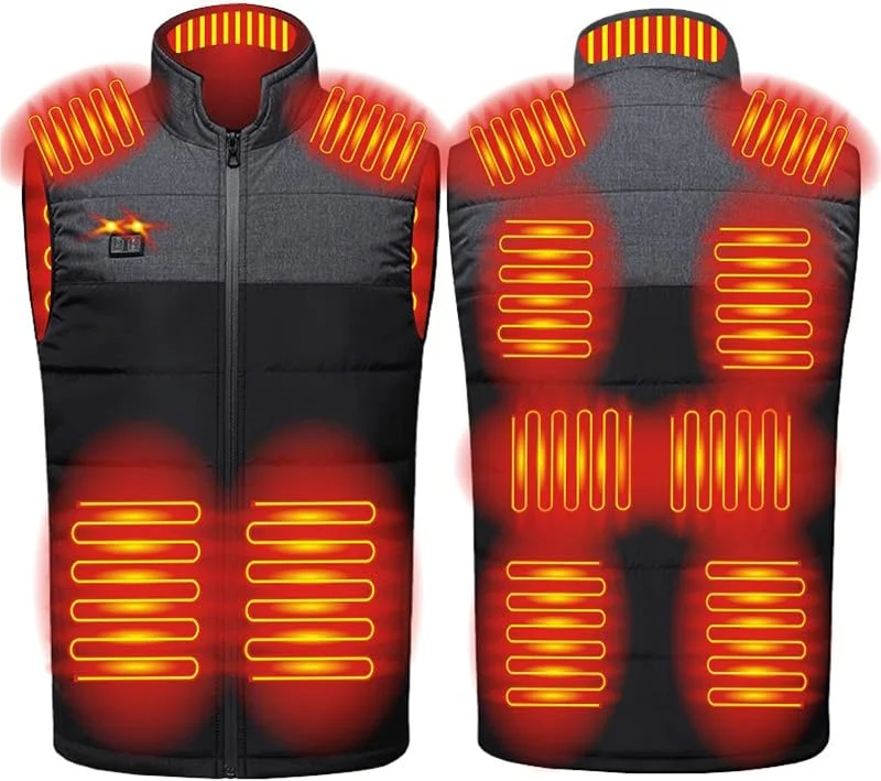 Herren Beheizbare Weste Beheizbare Jacke Winddicht Warm Softshell Winterjacke Intelligente Heizwesten mit Doppelsteuerung und Elf Zonen für Herren die Stehkragen Heizwesten aus Baumwolle Tragen Können — Heizkleidung
