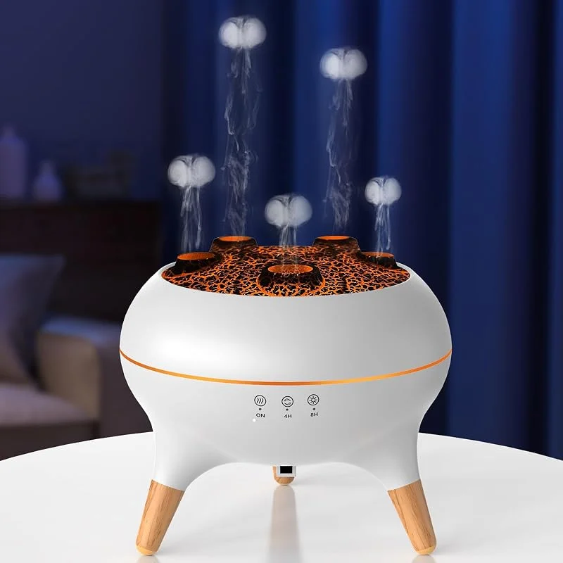 Flammen Aroma Diffuser, 250mL Luftbefeuchter Schlafzimmer, 2 Spray Muster DuftöL Diffuser, Air Diffuser Humidifier mit 7 Farben LED-Licht & Timing-Funktion Defuser für Kinder