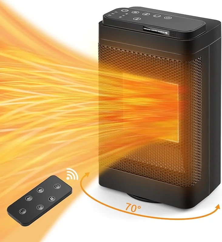 Heizlüfter mit Fernbedienung 1500W, Mini Heizlüfter Energiesparend — Heizung Warmepumpe