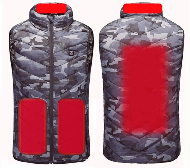 Heizweste, Männer Outdoor ärmellose Jacke Männer Winter Electric Thermal Clothing Weste Für Sportwandern, Camouflage, X-Large — Heizkleidung