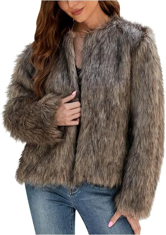Pelzmantel Damen kurz Kunstpelz Jacke Winter Warm Fleecemantel Wintermantel Strickjacke Winterjacke Teddyfell Mantel Pelzjacke Faux Fur Jacke Kunstfell Jacken Felljacke Softshellmantel Outwear — Heizkleidung