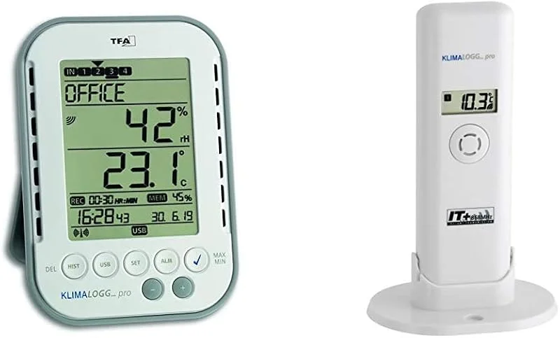 TFA Dostmann Klimalogg Pro Profi-Thermo-Hygrometer, 30.3039, mit Datenlogger-Funktion & Temperatur Sender für Klimalogg Pro Kat.-Nr. 30.3181.IT — Luftbefeuchter