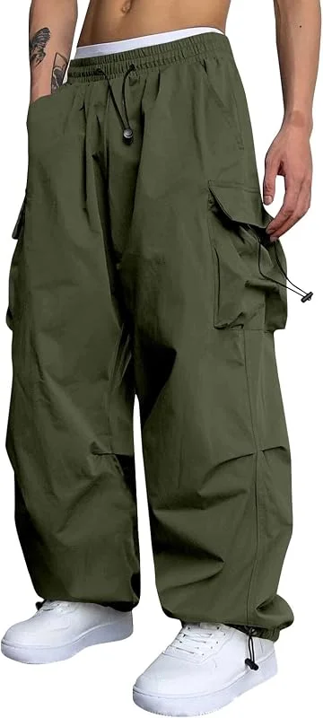 Generisch Herren Stretch Relaxed Fit Chino Hose Männer Cargo Outdoorhosen, Wanderhose, Baggy Freizeit mit Kordelzug — Heizkleidung