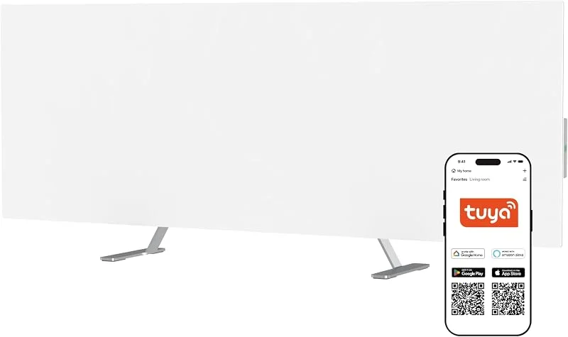 Premium Eco Infrarotheizung 700W – Smart Infrarot Heizpaneel mit Thermostat & WiFi, energiesparende Glasheizung für Wandmontage, Standgerät, umweltfreundlich, modernes Design, Weiß — Heizung Warmepumpe