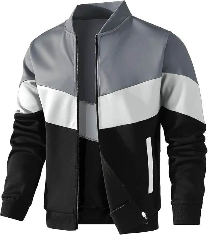 HYPESTFIT Herren Bomberjacke Leicht Übergangsjacke Farbblock — Heizkleidung