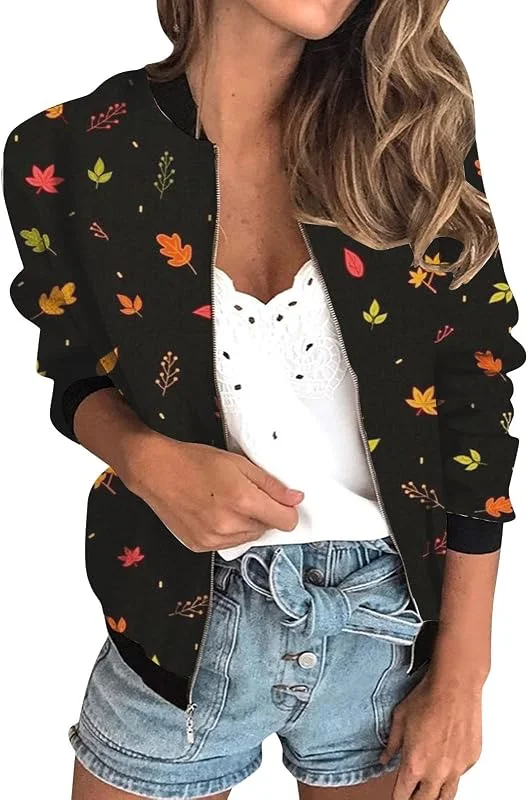 Kurze Jacke für Damen, einzigartige Motorradjacken, Frühlingsjacken, lässige Jacken, Reißverschlusstaschen, Damenjacken, große Größe, langärmlig, bedruckt, modisch, 07 - Gelb, 42 — Heizkleidung