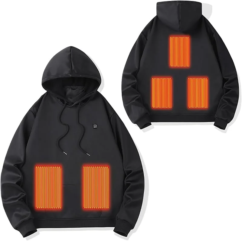 Beheizbarer Hoodie für Herren Damen Beheizte Jacken mit 5 Heizzonen Elektrische Beheizte Heizweste Kapuzenpullover Aktualisierte Version USB Beheizte Beheizbarer Pullover Hoody mit Kapuze — Heizkleidung