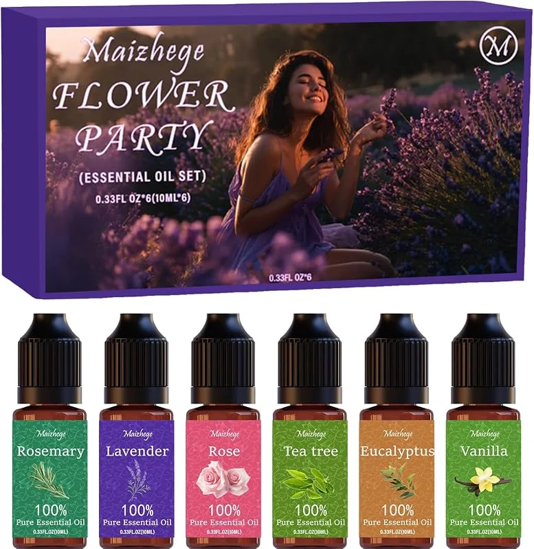 Ätherische Öle Set, Aromatherapie für Diffusor, Aromatherapie Duftöl GeschenkSet, Duftöle für Diffuser Duftlampen Luftbefeuchter, 6 x 10 ml