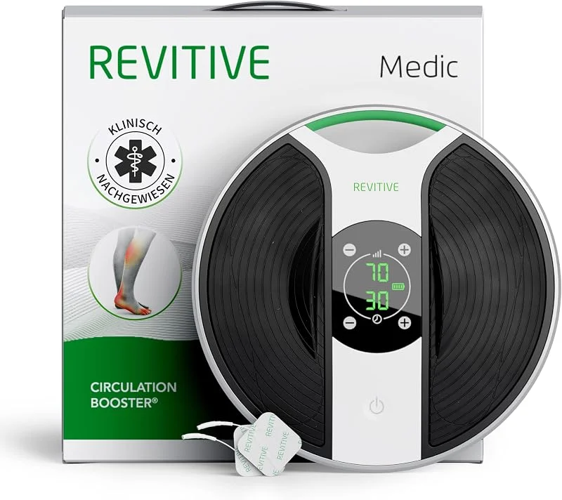 Revitive Medic® Durchblutungs-Stimulator – Klinisch nachgewiesene, medikamentenfreie Linderung von Schmerzen in Beinen und Körper, kabellos, damit Sie in Bewegung bleiben — Heizkleidung