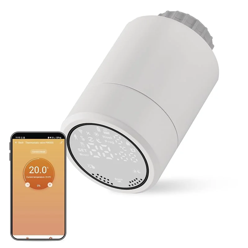 EMOS GoSmart Heizkörperthermostat mit App, programmierbarer ZigBee Smart Home Thermostat, einstellbare Hysterese, kompatibel mit Tuya, Smart Life, Alexa, Google Assistant — Heizung Warmepumpe