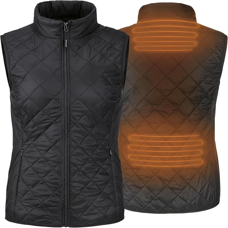 30seven- Ärmellose Heizjacke - Eng anliegende Damenbekleidung - Heizweste - Bis zu 5 h Wärme - Inkl. Akku & Ladegerät - Schwarz - L — Heizkleidung