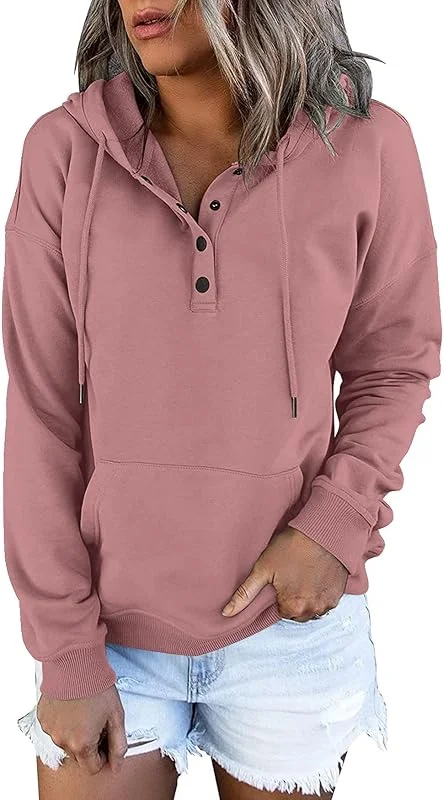 Pullover Damen Hoodie Basic Sweatshirt Oversize Langarmshirt Einfarbig Sweatjacke Outerwear Herbst Sweatshirts füt Damen Winter Langarm Taschen Kordelzug Streetwear Kapuzenpullover — Heizkleidung