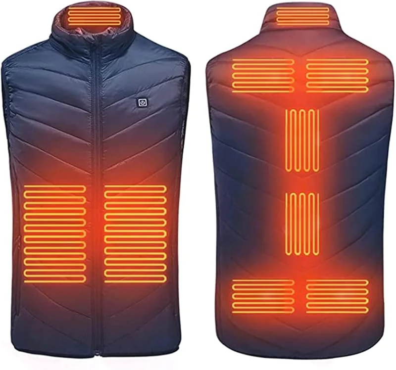 Battnot Beheizbare Weste Herren Damen Beheizbare Jacke, Heizweste ärmellos Jacke mit Heizung, Wärmeweste USB Elektrisch Heated Vest Winter Wärmende Gilet USB Elektrische Heizweste Steppjacke — Heizkleidung