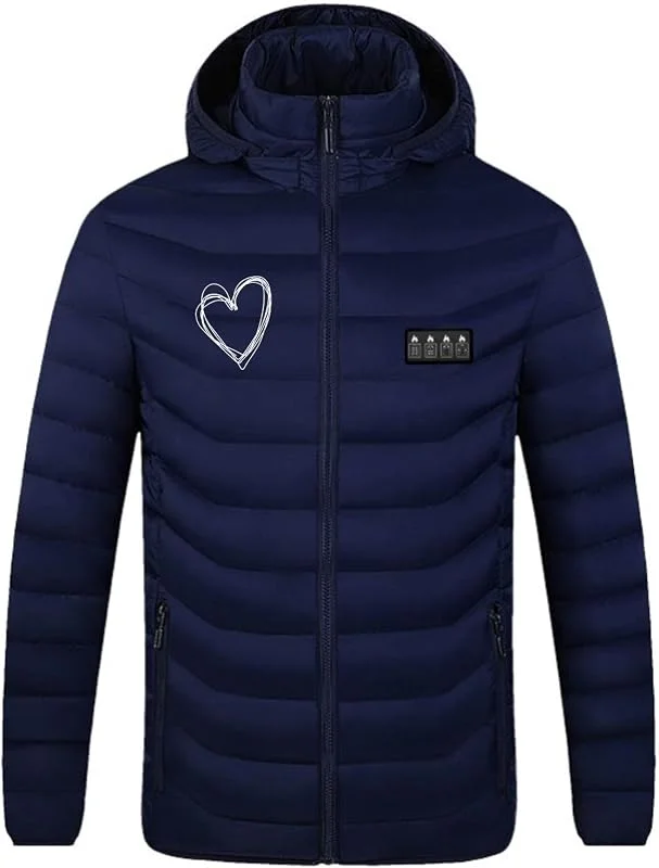 Beheizbare Jacke, Heizweste mit 9 Heizzonen und Vier-Control-Heiz-Wärmejacke, Heizweste Herren Damen mit drucken, Wintermäntel Körperwärmer Heizweste Weich Bequem für Winter Outdoor Wandern Skifahren — Heizkleidung