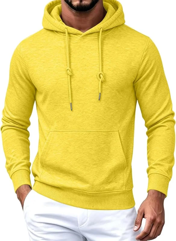 Generisch Herren Kapuzenpullover Basic Hoodie Kängurutasche Kordelzug Langarm Sweatshirt Lässig Bequem Alltag Freizeit Sport Top. — Heizkleidung