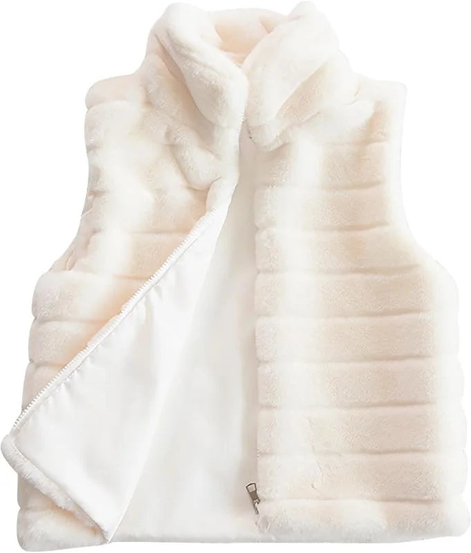 Kurz Kunstpelze Weste Damen Einfarbig Steppweste Ärmellose Fellweste Warme Pelzmantel Winterjacke Reißverschluss Pelzweste Winter Kunstfell Jacke Faux Fur Mantel Große Größen Felljacke Pelzjacke — Heizkleidung
