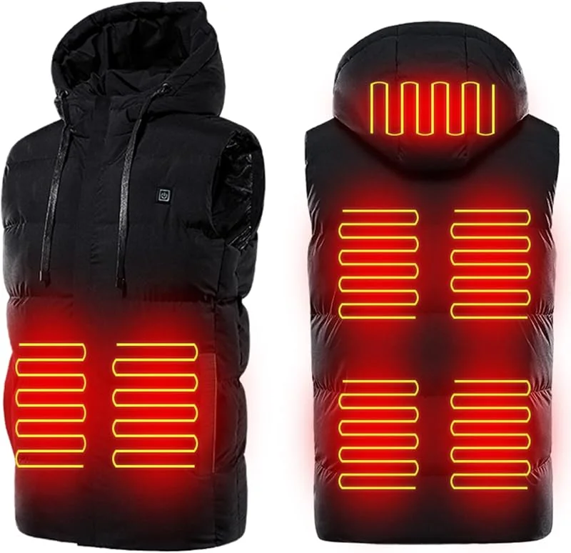 Intelligente Konstante Temperaturheizung Daunenjacke Kapuzen-Heizweste USB Sieben-Zonen-Elektroheizungsweste Warme Jacke Winter Herren — Heizkleidung