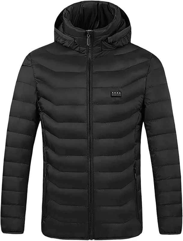 Herren Steuerung Beheizbare Winterjacke mit Fleece Lässige Lockere Warme Business für Männer Einfarbige Steppjacke — Heizkleidung