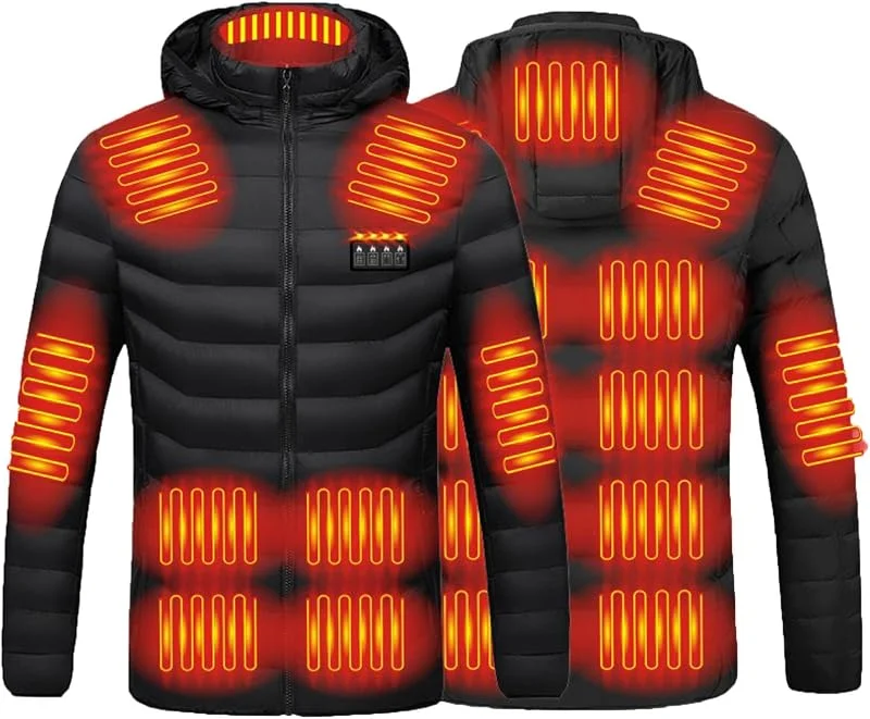 EMATOP Hoodie Sweatshirt Herren Damen Beheizbare Pullover mit Fleecefutter Kapuzenjacke Winter Warm Heizmantel USB Elektrischer Beheizte Sweatjacke mit Tasche und Kordelzug Fleecejacke — Heizkleidung
