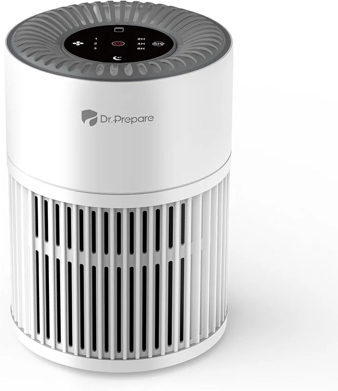 DR.PREPARE Luftreiniger für Allergiker, Ultraleise und Energieeffizient HEPA Luftreiniger gegen 99, 97 Prozent Schimmel Staub, Waschbarer Vorfilter, 15dB, Schlafmodus, für Schlafzimmer, Büros — Luftbefeuchter