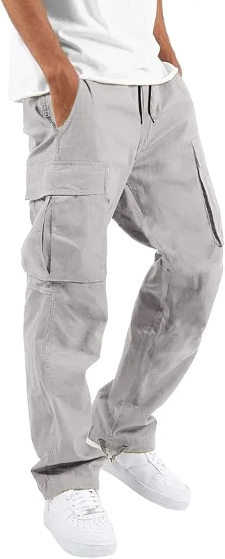 Cargohose Herren Baggy Multi Taschen: Stretch Jogginghose Für Herren Freizeithose Mit Kordelzug Elastischer Bund Alltagshose Mit Seitentaschen Atmungsaktiv Arbeitshose Casual Gerades Bein — Heizkleidung
