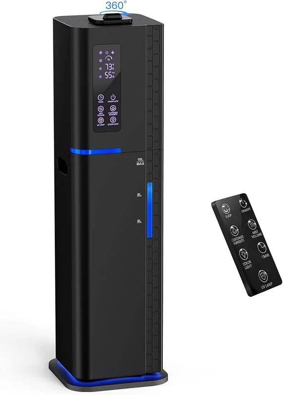 10L, 2.64Gal Luftbefeuchter, Top Fill Leise Ultraschall Cool Mist Luftbefeuchter für Schlafzimmer, deckt 550ft², 60H Laufzeit, 24H Timer, 3 Nebelmodi Luftbefeuchter Großer Raum, Zuhause, Büro