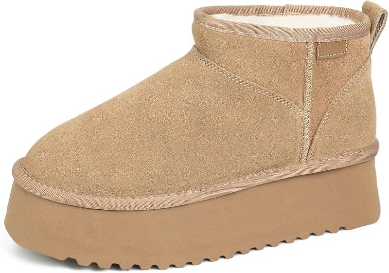 Damen Mini-Stiefel Klassisch Wildleder Winter Schneestiefel für Frauen Anti-Rutsch & Kunstfell Warme Komfort Boots Stiefel — Heizkleidung
