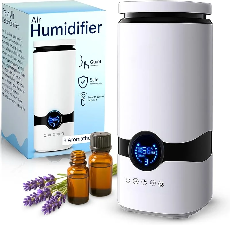 Retoo Luftbefeuchter 4L Ultraschall, Weiß Silber, 300 ml, h, Fernbedienung